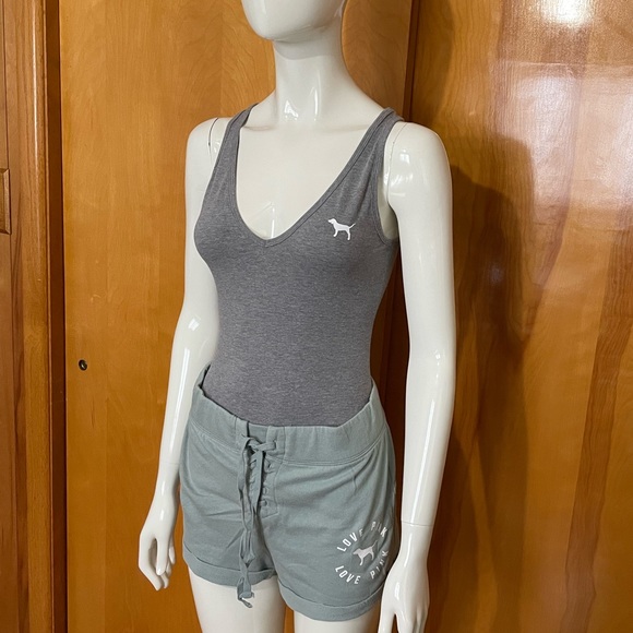Rare Victoria’s Secret Pink 2017 Set Bodysuit XS & Shorts Small Gray - Picture 2 of 14